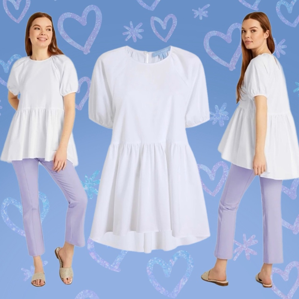 hill house • the francesca cotton poplin top white m